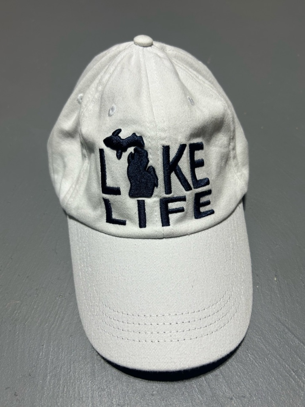 DK Caps - Lake Life - Traverse City Michigan Adjustable White Hat - Picture 2 of 10